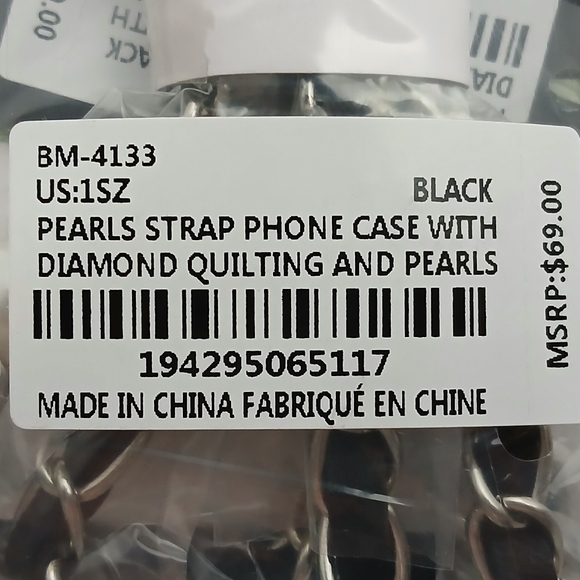 Badgley Mischka Diamond Quilted Phone Case W/ Pearls Black X3 NWT - Picture 9 of 10